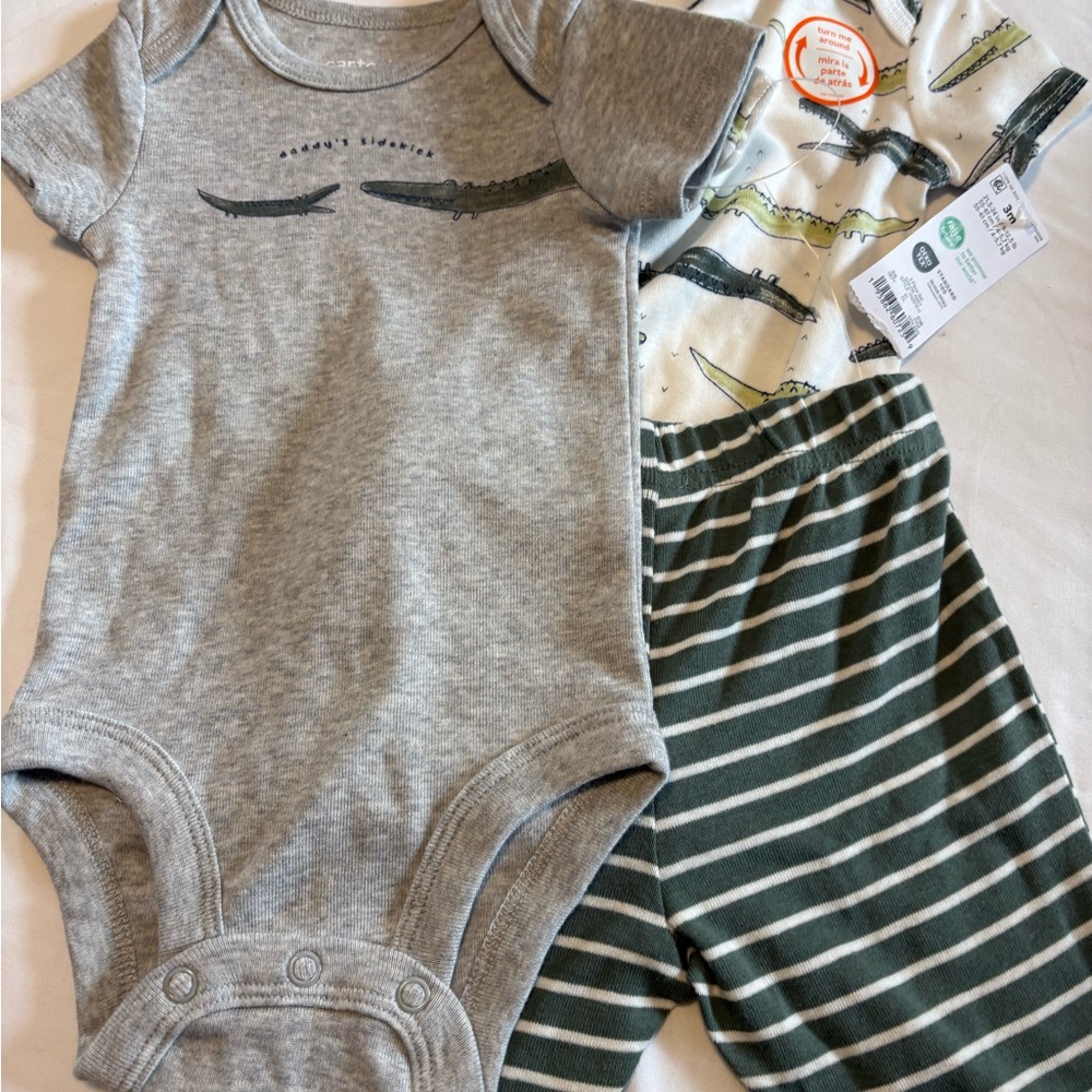 Carters Baby Onesies and Striped Pants Set in 3 Mo - New with Tags
